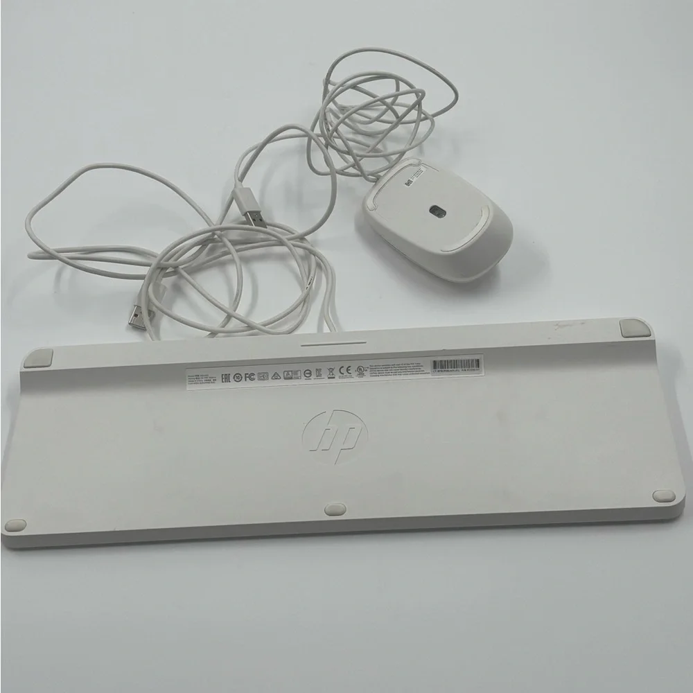 HP White Wired Keyboard and Mouse Set - Used - Great Working Condition
